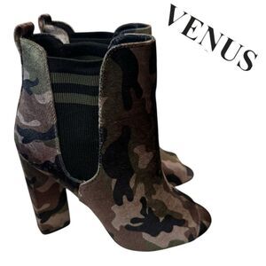 Venus Women's Camo Open Toe Heeled Pull-on Ankle Boots Booties 6.5